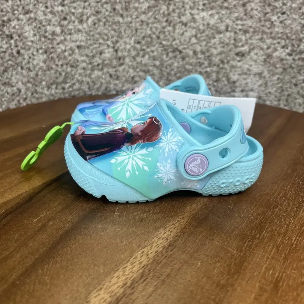 New CROCS Disney Frozen Clogs Toddler Size 5 Ice Blue Shoes Sandals